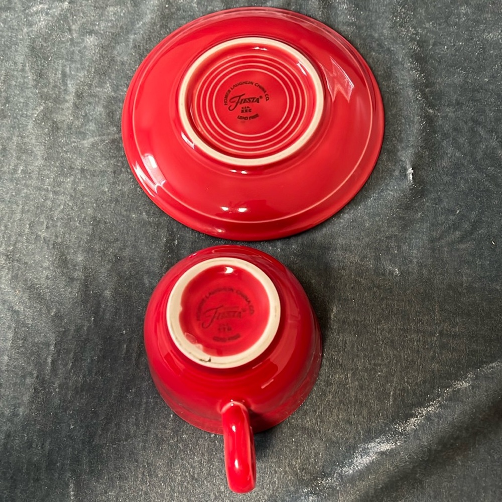 Fiesta Fiestaware Cup and Saucer Set Red - Picture 4 of 4